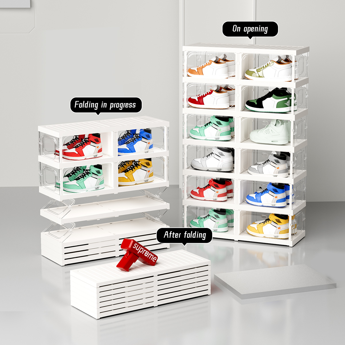 Shoe Box Display - Składany luksusowy regał na buty, przezroczysty,